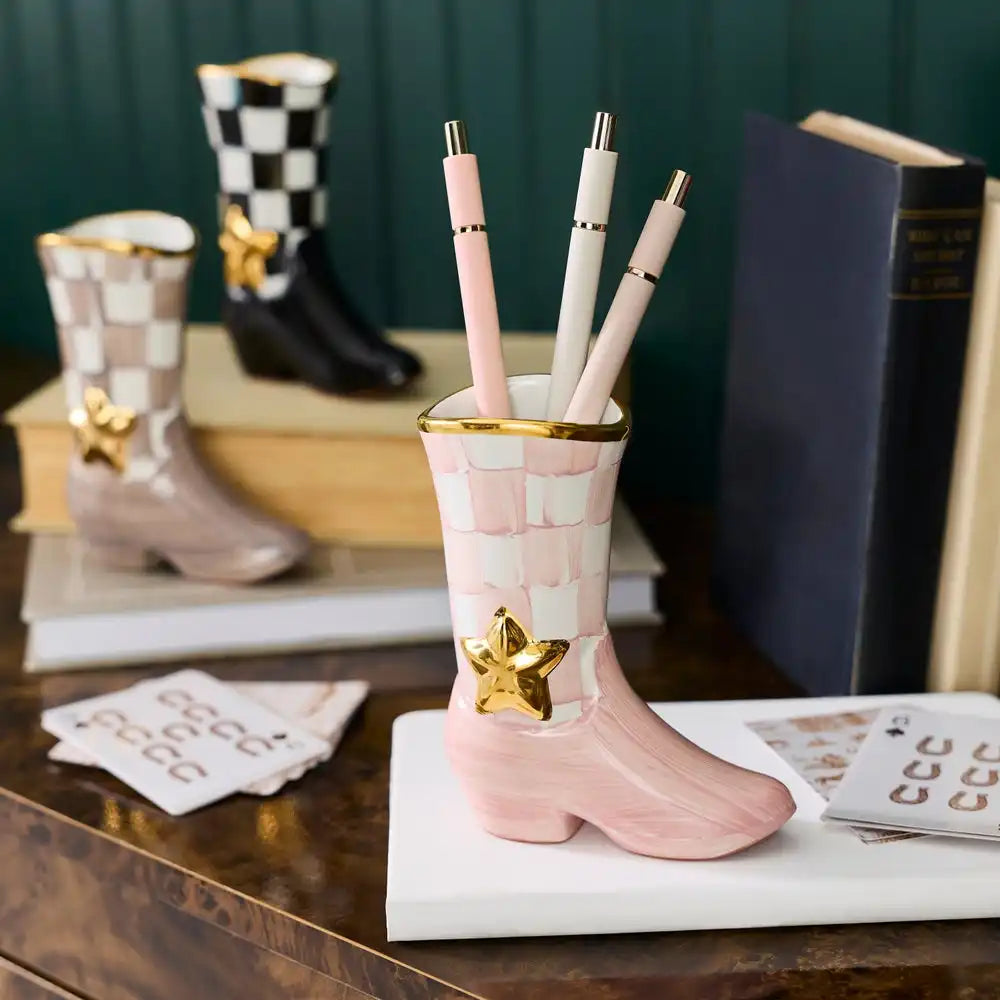Lainey Wilson Rosy Check Cowgirl Boot Bud Vase