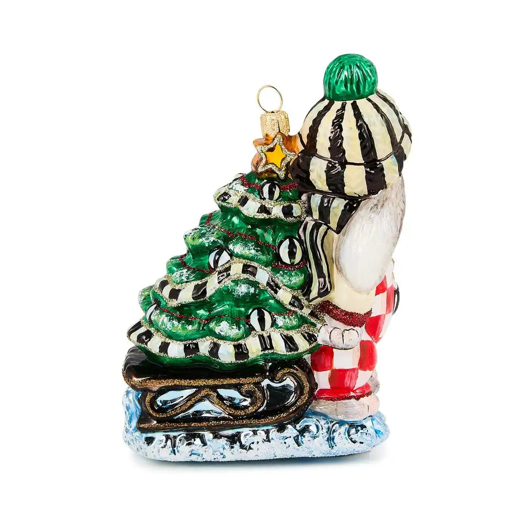 Check It Out Christmas Hare Glass Ornament