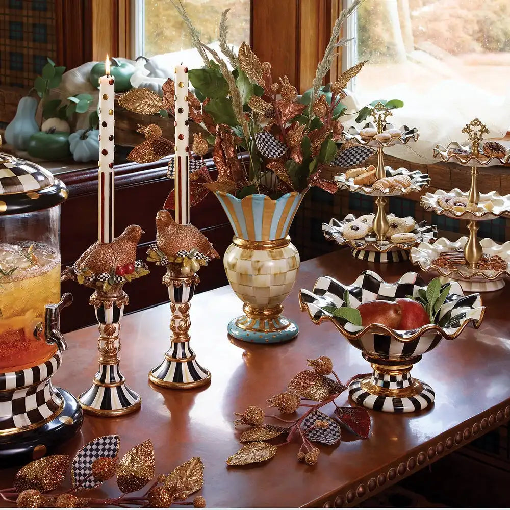 Parchment Check Three Tier Sweet Stand