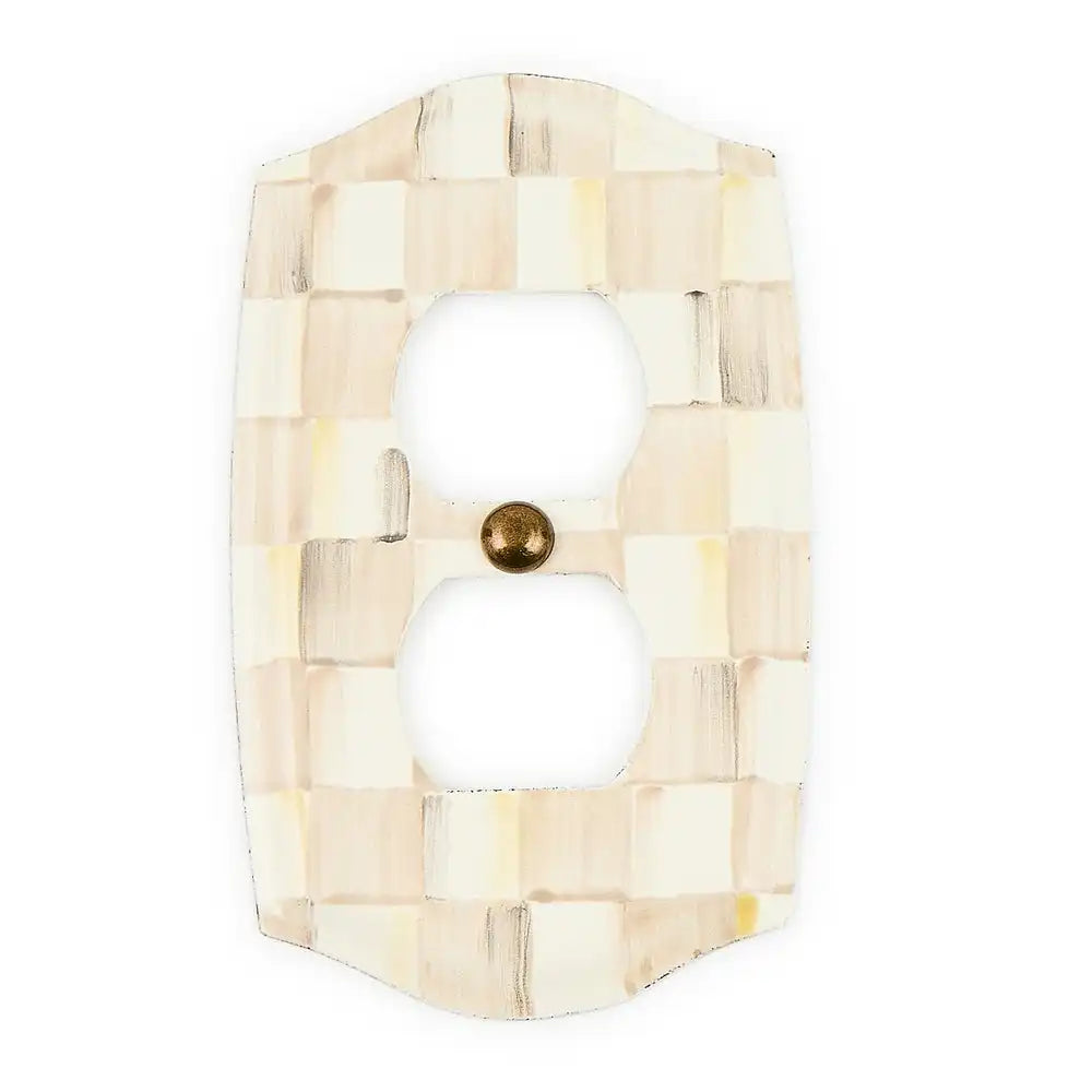 Mocha Check Double Outlet Cover