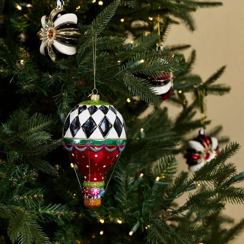Confetti Hot Air Balloon Glass Ornament