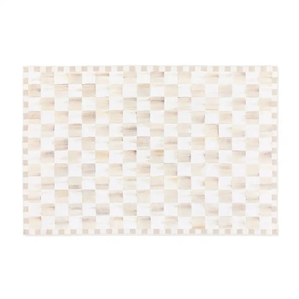Mocha Checkered 3' x 5' Washable Rug