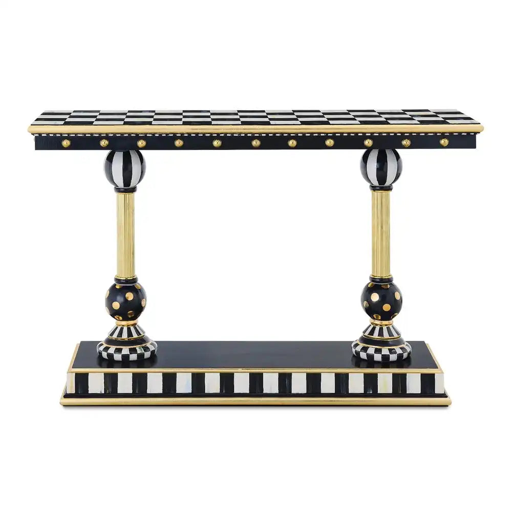 Courtly Brass & Ceramic Console Table