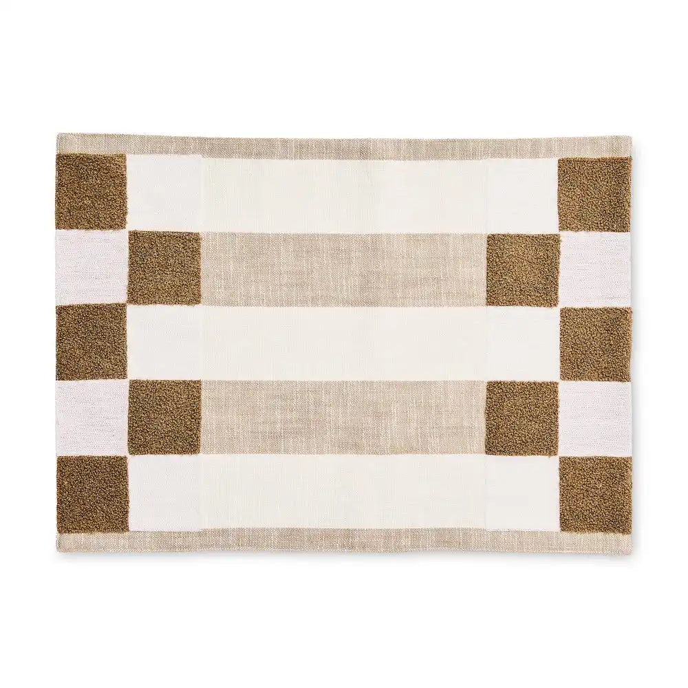 Flax Checks and Stripes Placemats, Set of 4