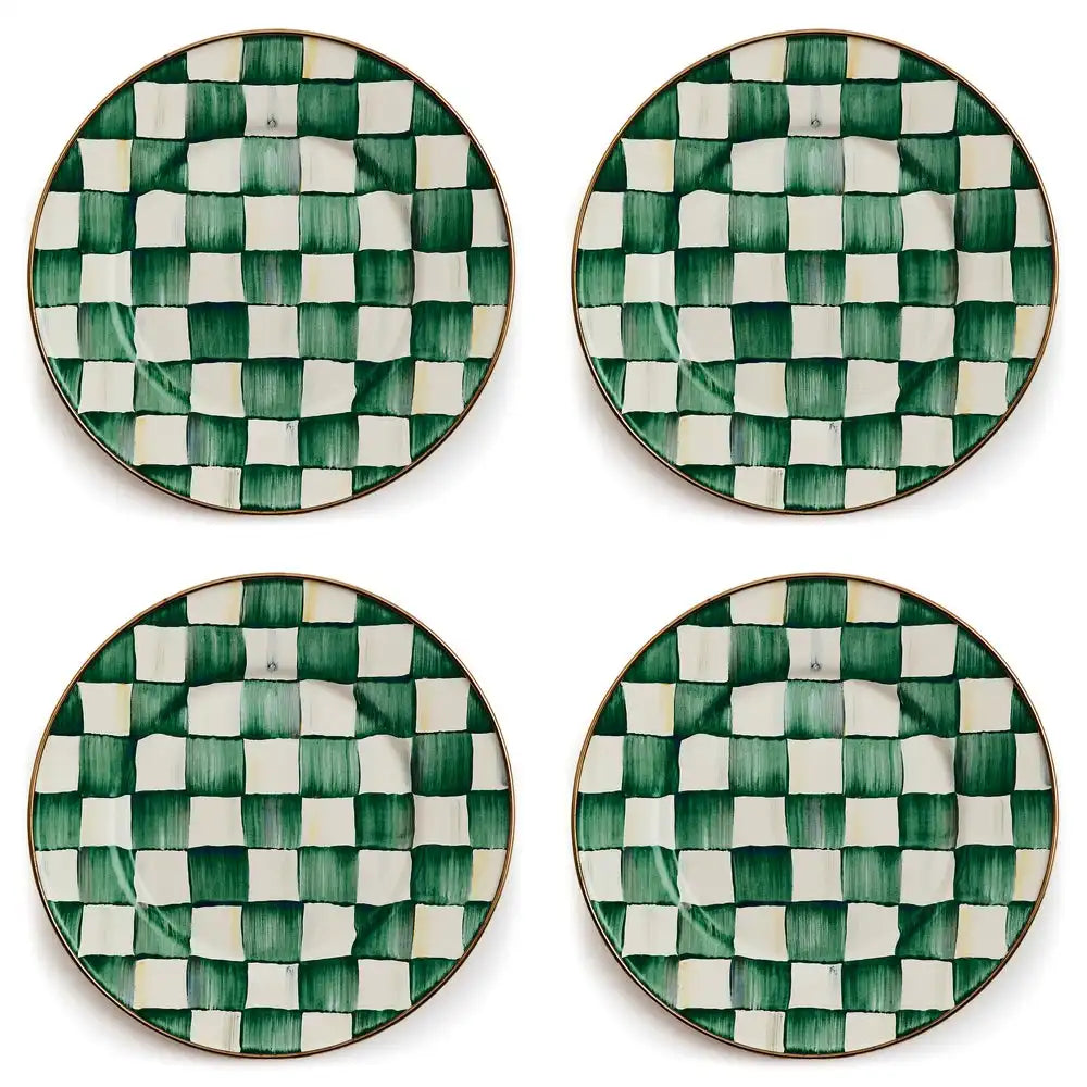 Emerald Check Salad Plates, Set of 4