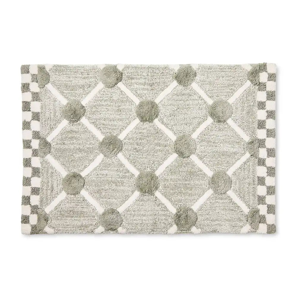 Black Lattice & Dot Bath Rug