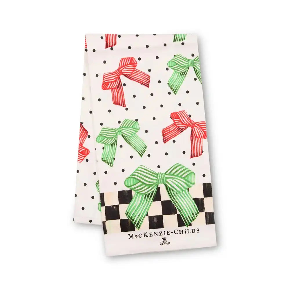 Holiday Bow Printed Dish Towel