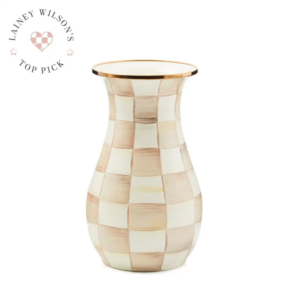 Mocha Check Tall Vase
