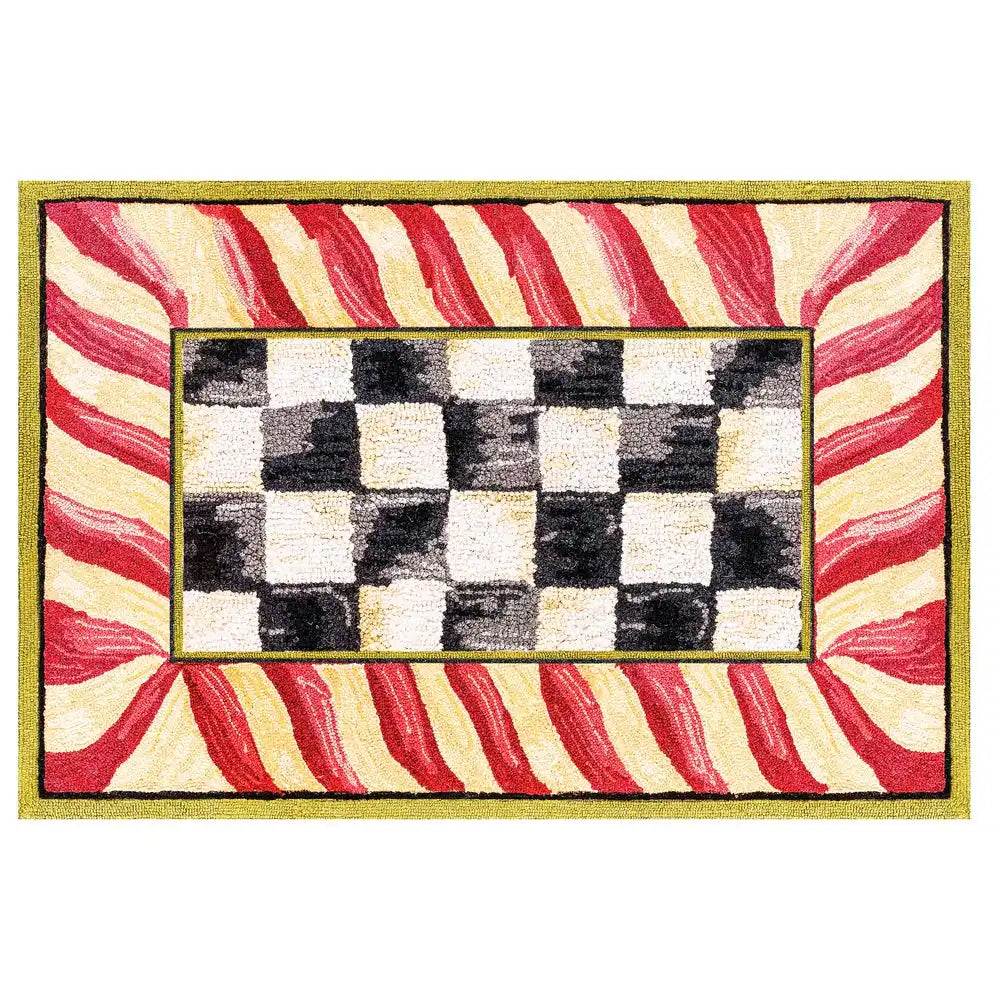 Courtly Check Red & Gold 2'6" x 10' Washable Runner