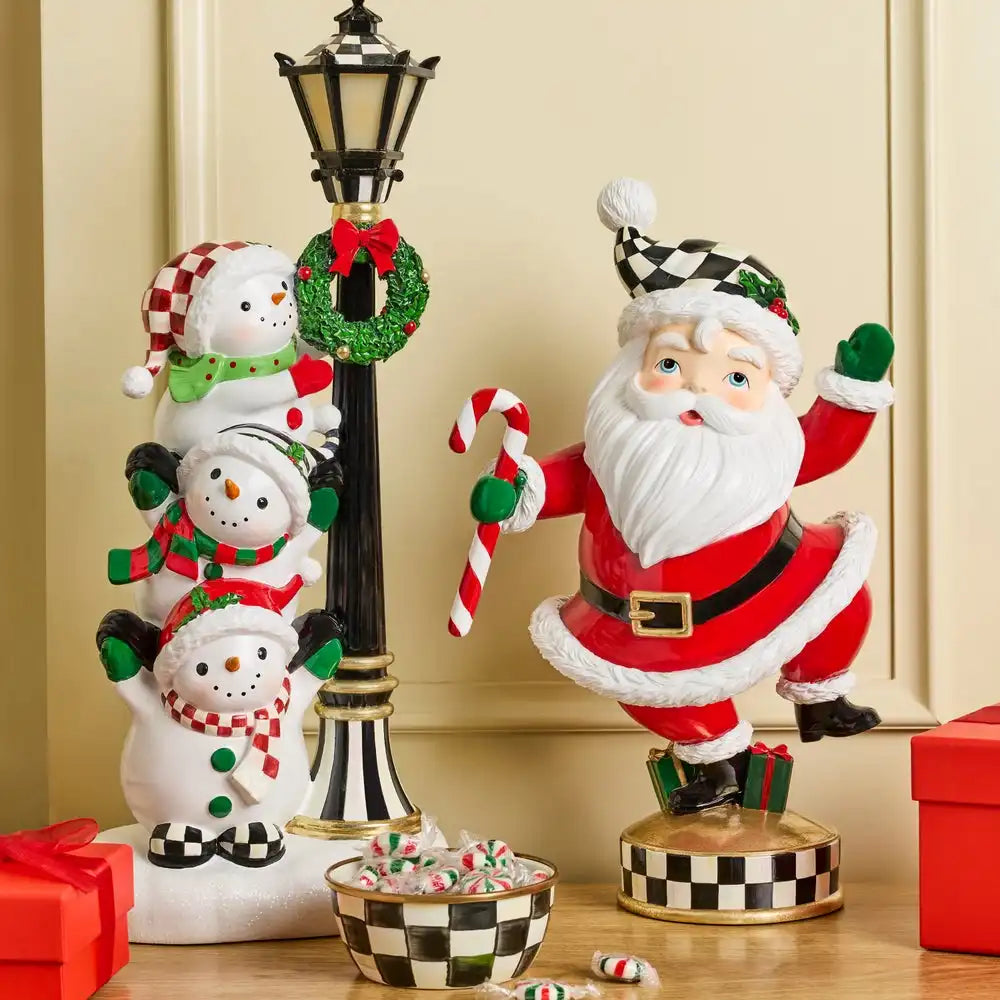 Illuminated Snowman Lamppost Figurine