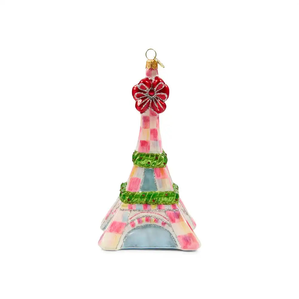 Ruby Red Eiffel Tower Glass Ornament