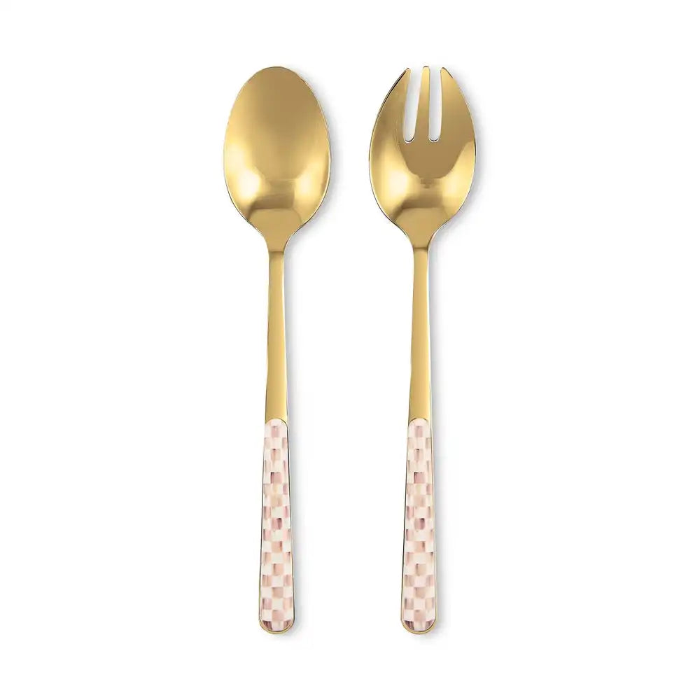 Mocha Check Bistro Salad Serving Set