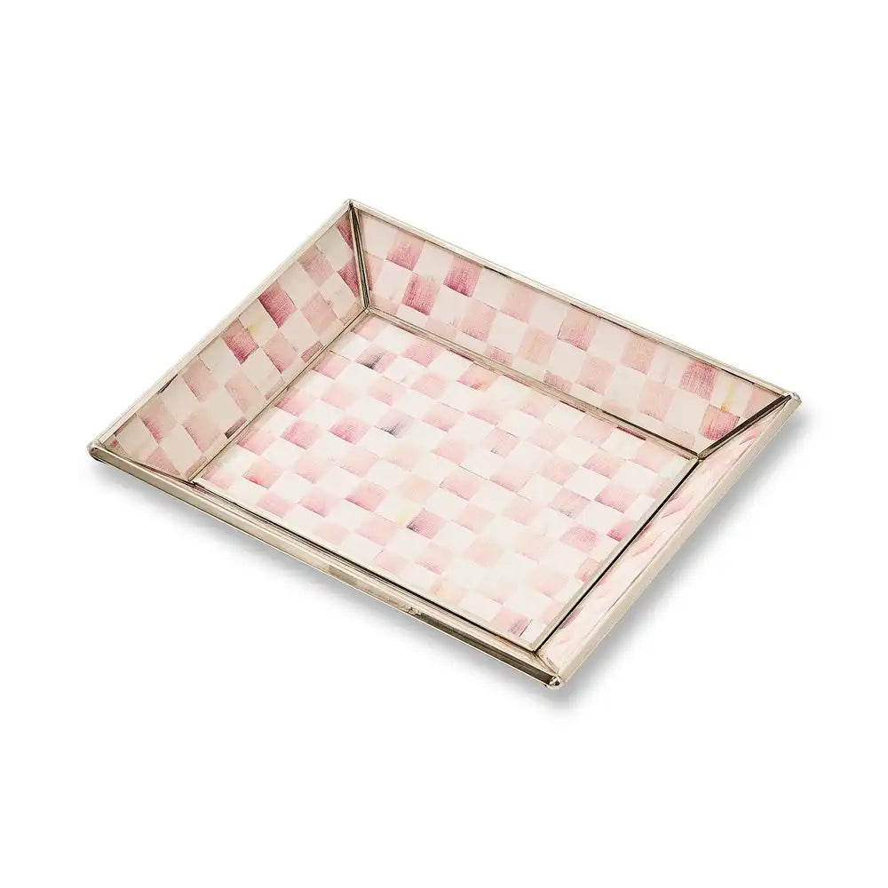 Rosy Check Glass Vanity Tray