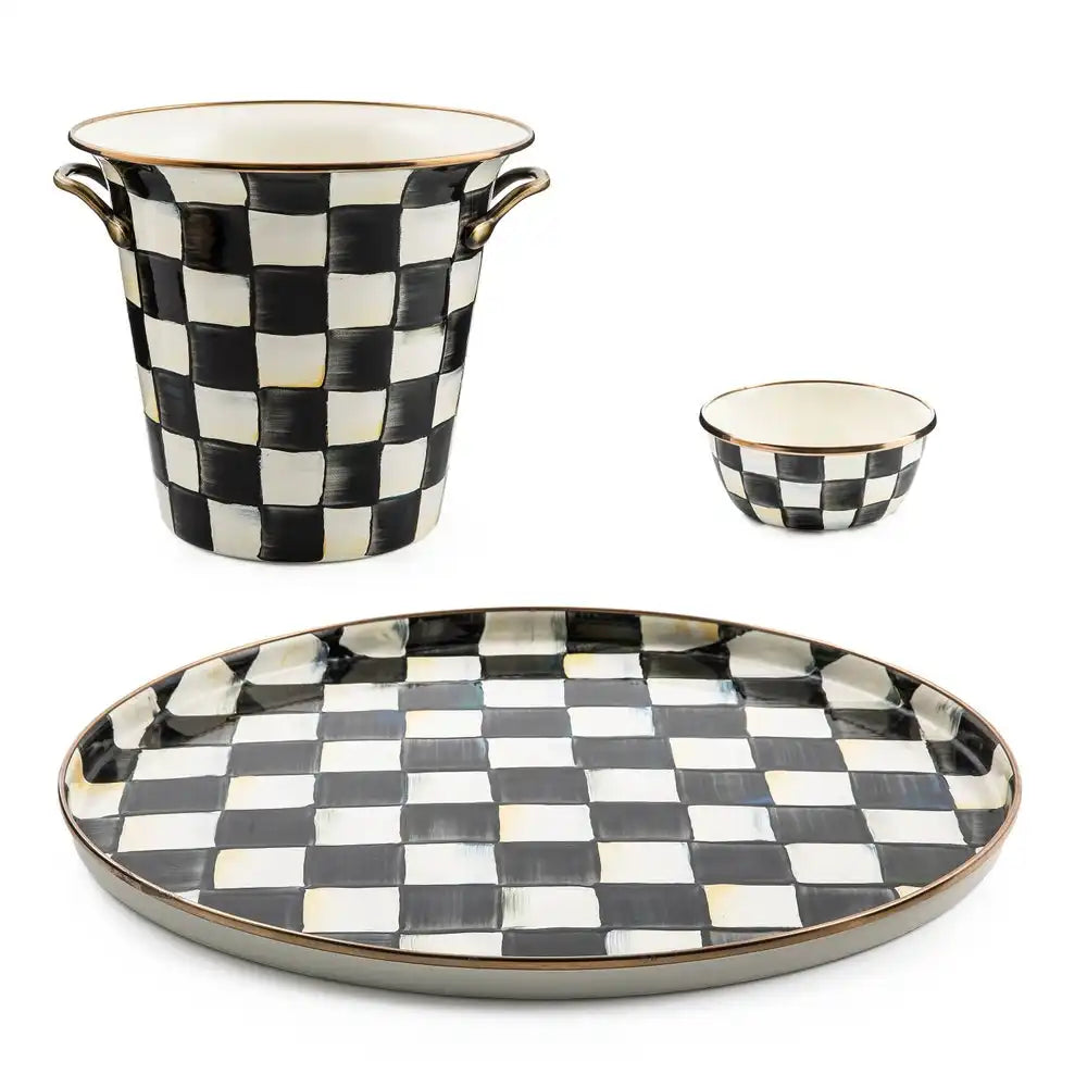 Mocha Check Wine Service Set