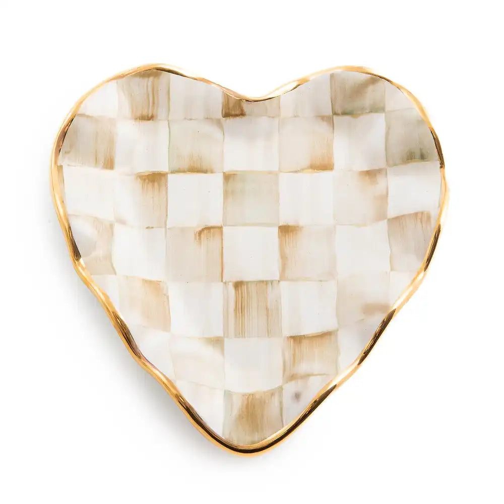 Parchment Check Fluted Heart Plate