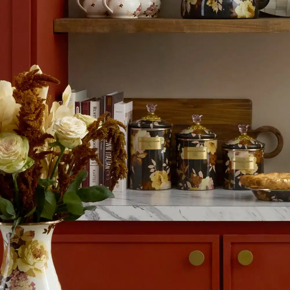 Wild Rose Brown Canisters, Set of 3