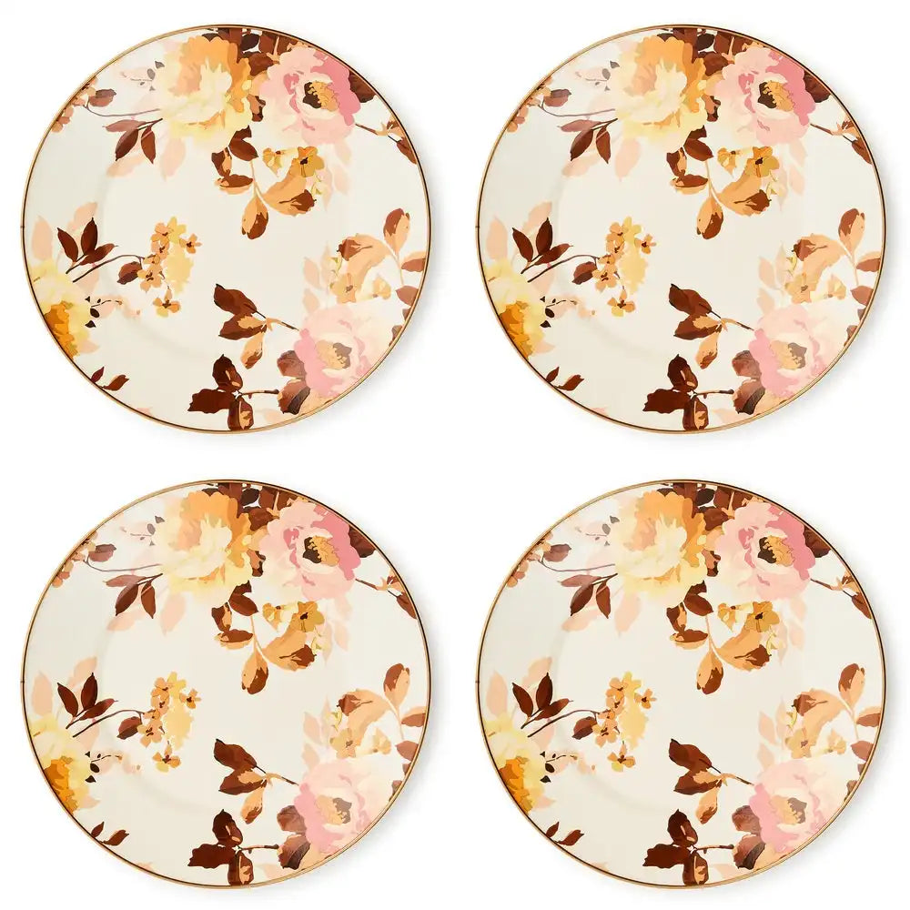 Wild Rose White Dinner Plate, Set of 4