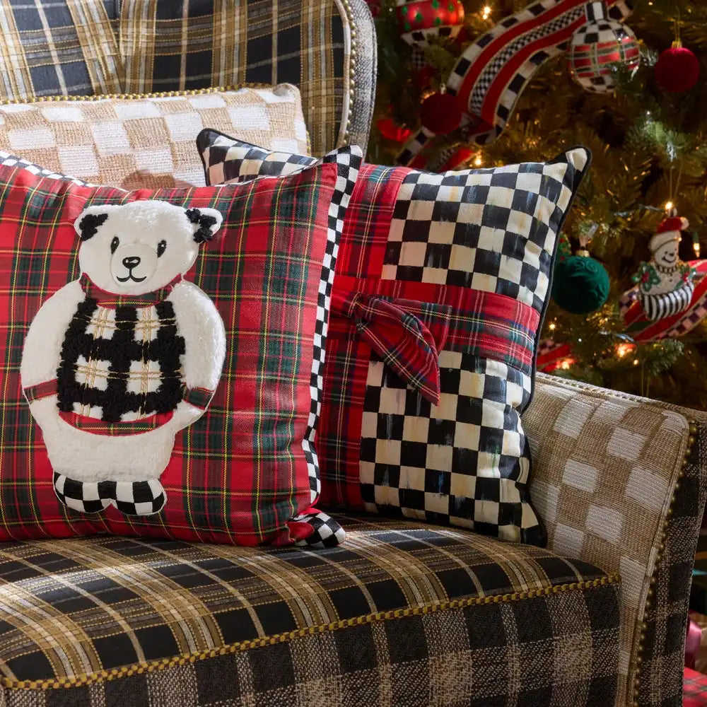 Courtly Check Tartan Bow Throw Pillow