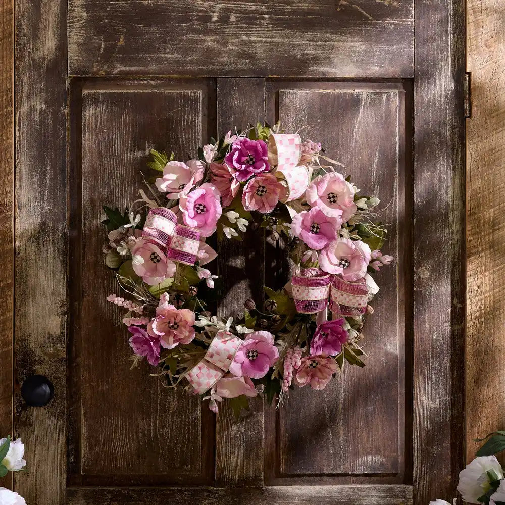 Rosy Poppy 22" Wreath