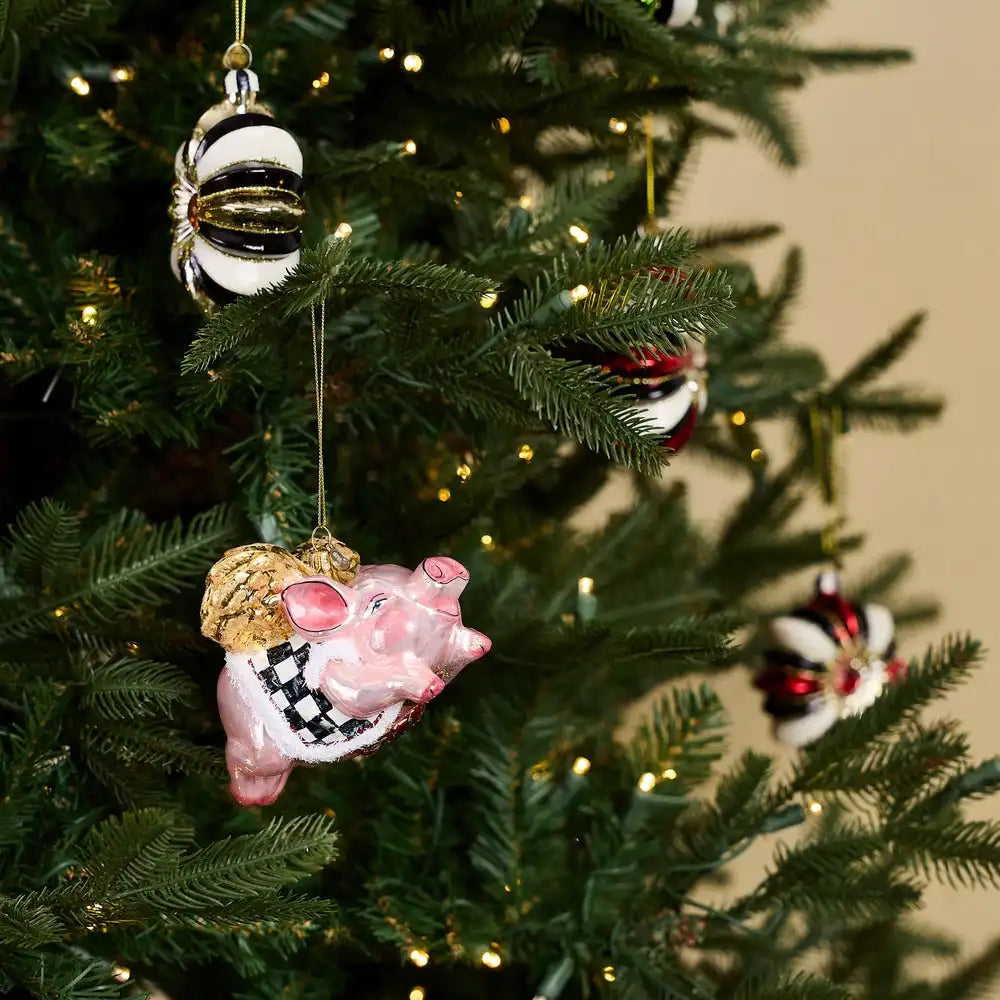 Flying Pig Glass Ornament