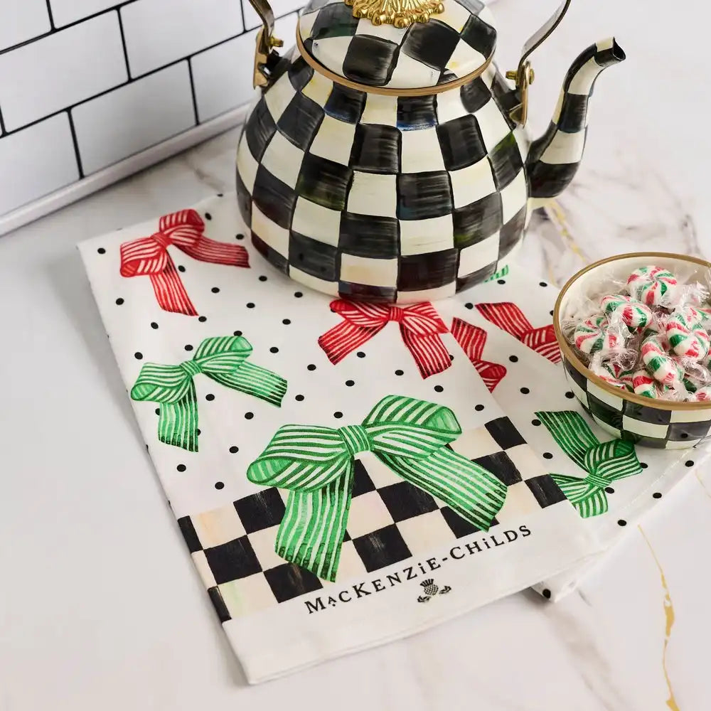Holiday Bow Printed Dish Towel