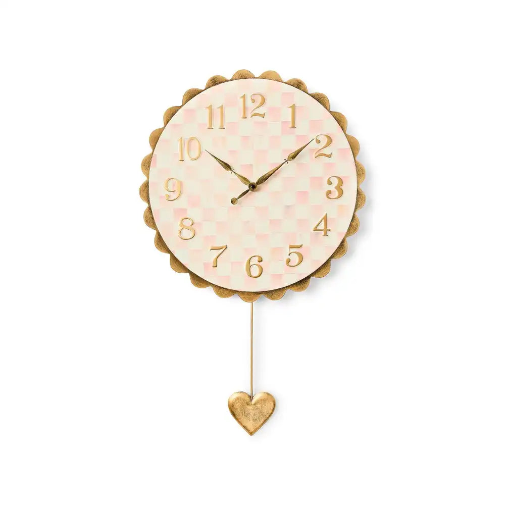 Rosy Check Heart Pendant Clock
