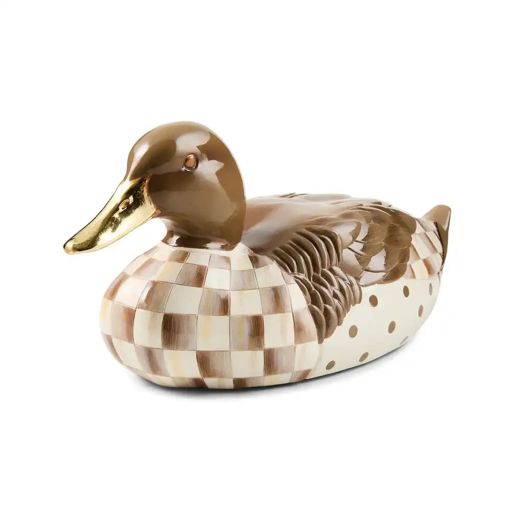 Mocha Check Mallard Duck Figurine