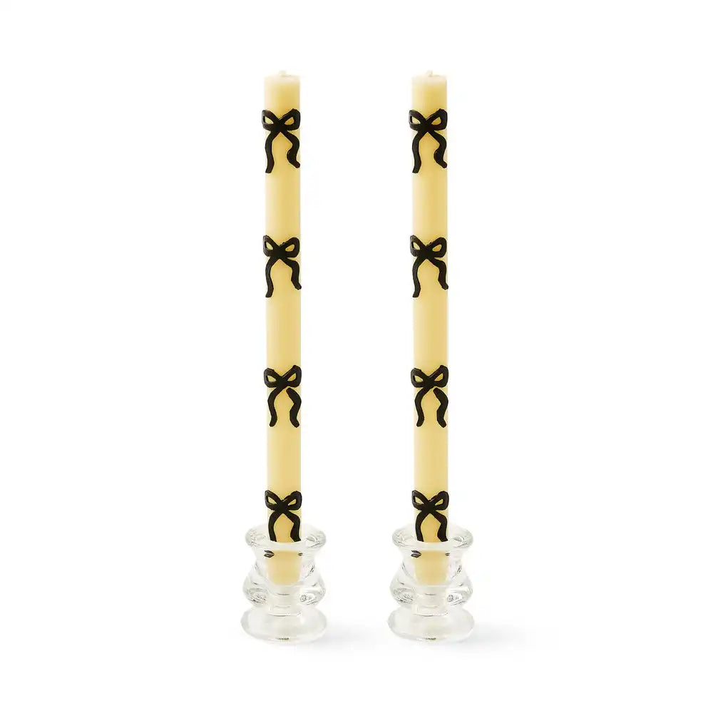 Black Bow Dinner Candles, Set of 2
