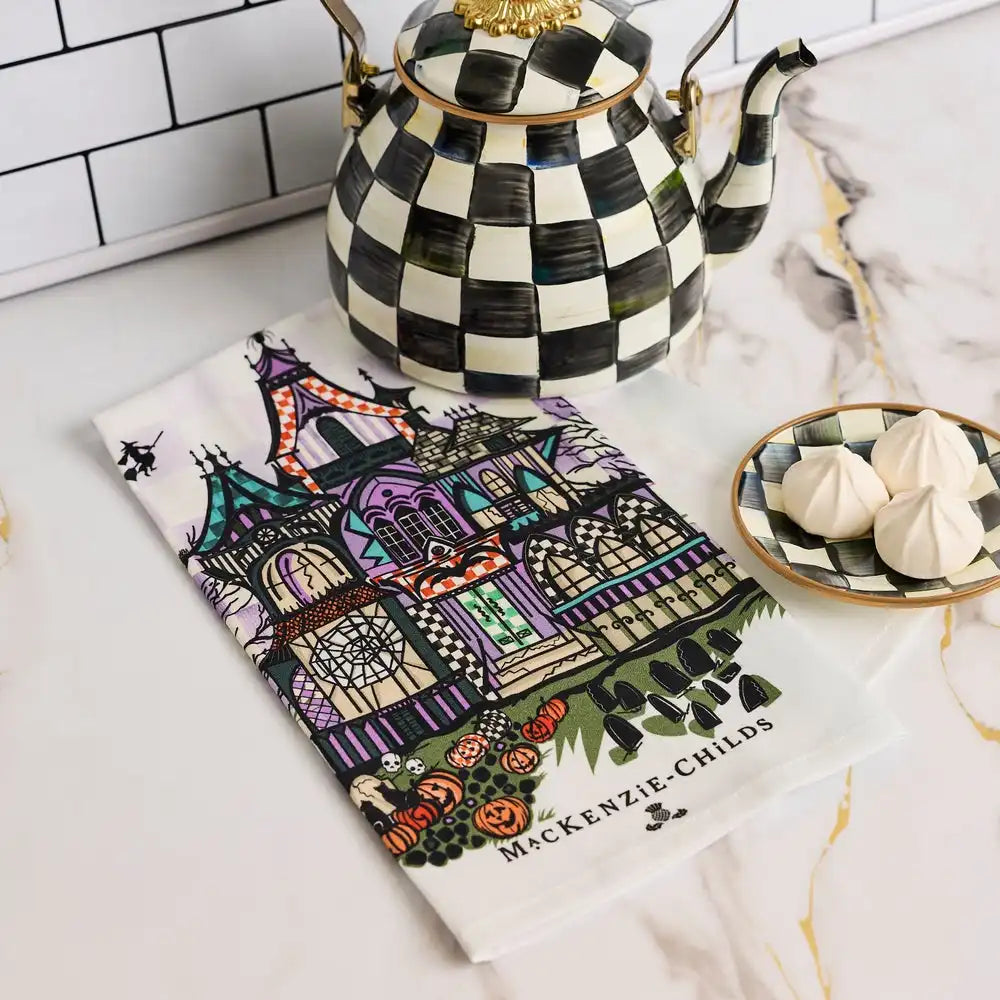 Haunted House Printed Dish Towel