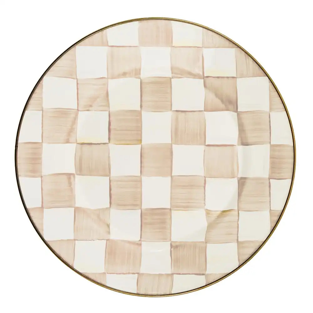 Mocha Check Dinner Plate