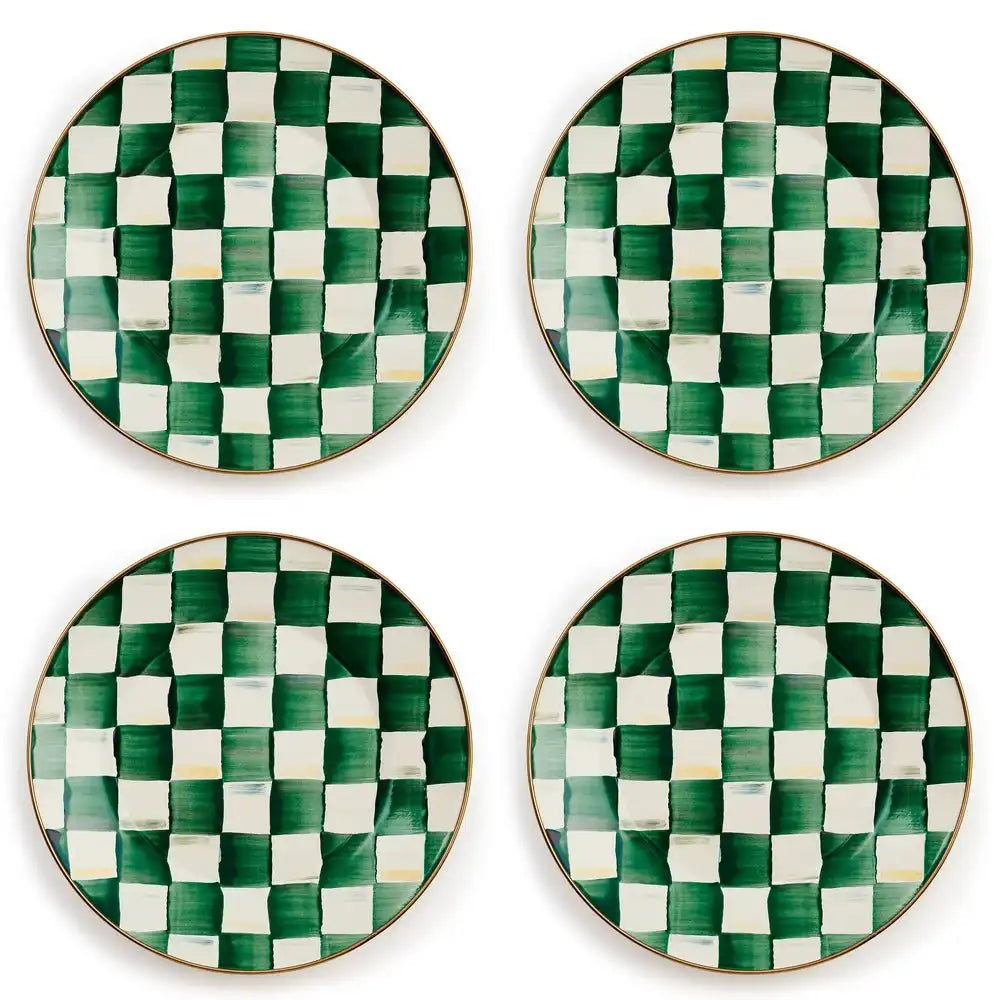 Emerald Check Dinner Plates, Set of 4