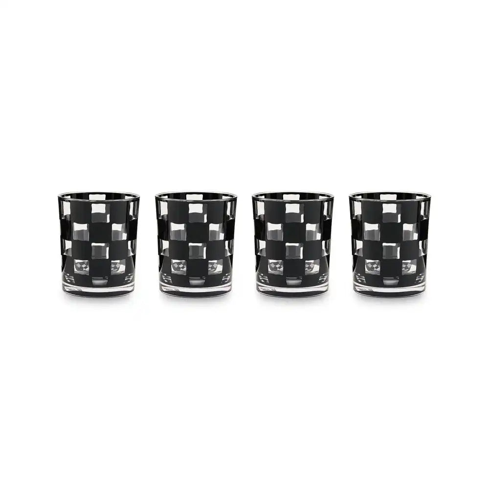 Black Check Acrylic Tumblers, Set of 4