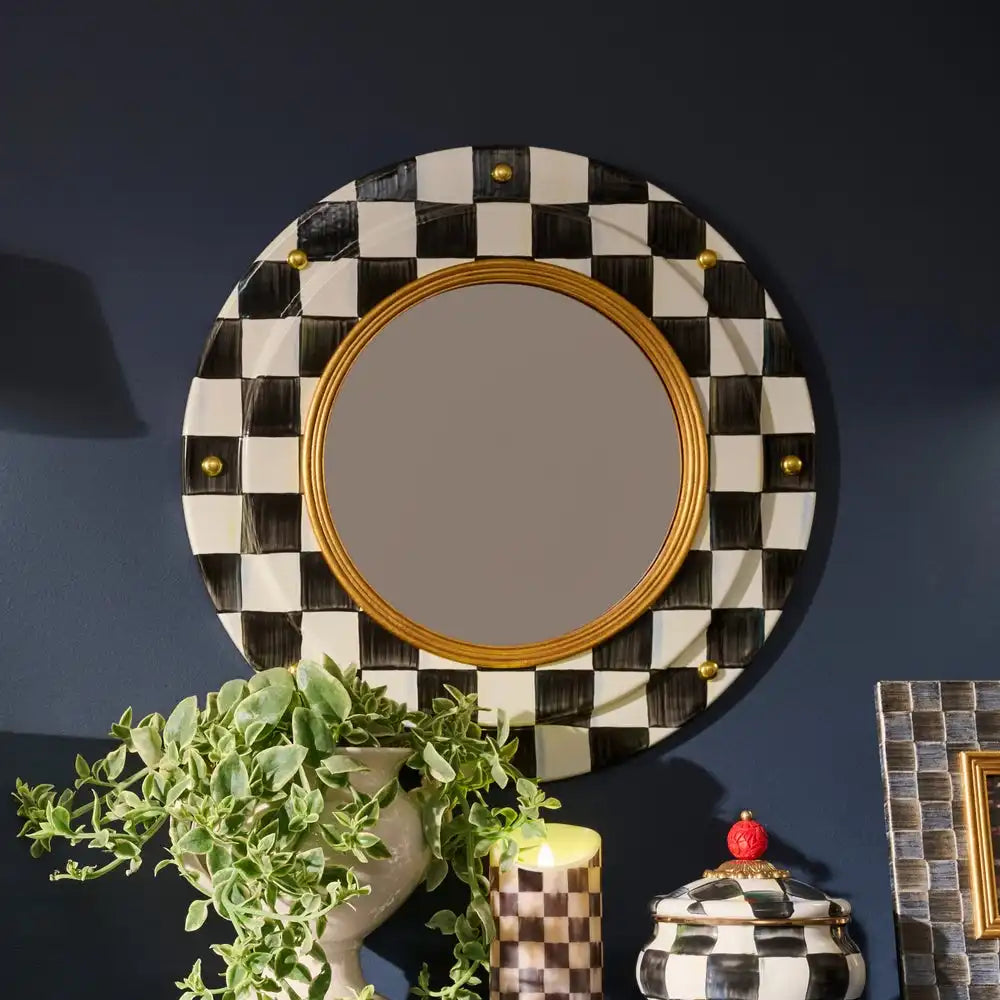 Courtly Check Round Enamel Wall Mirror