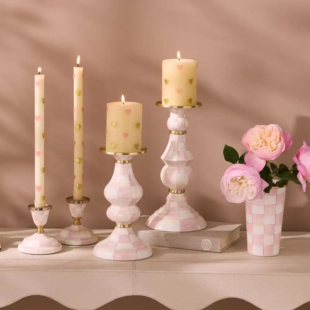 Rosy Check Medium Pillar Candlestick
