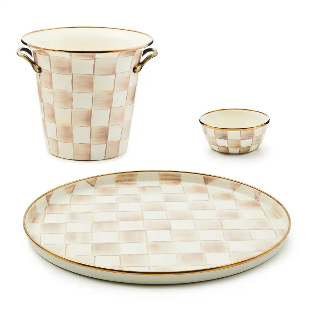 Mocha Check Wine Service Set