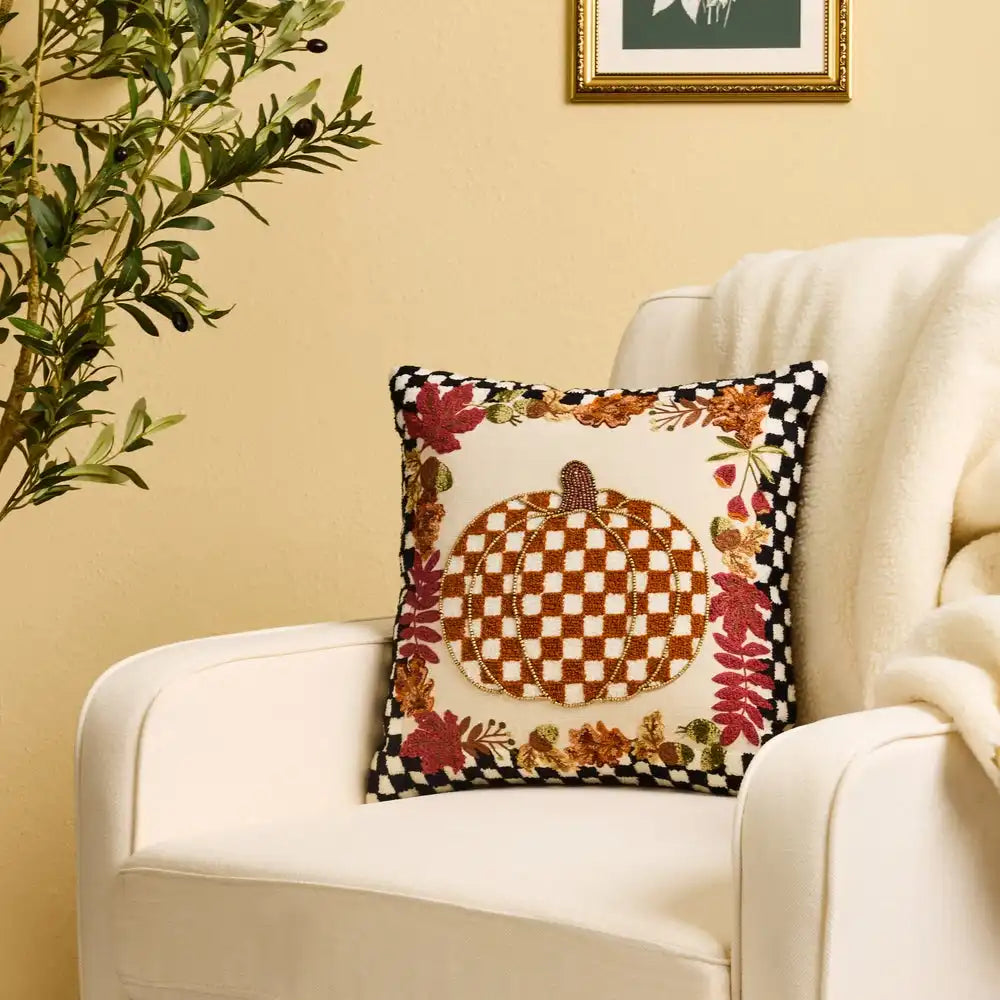 Check Pumpkin Throw Pillow