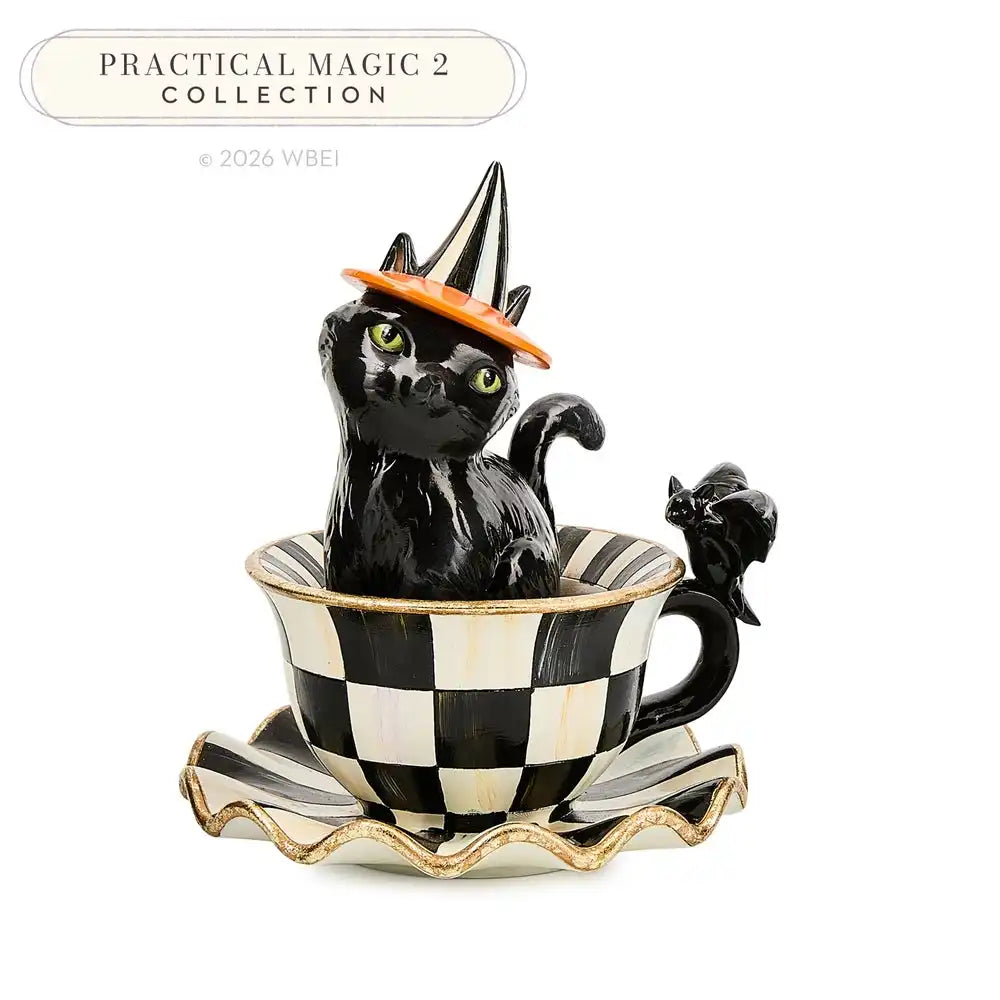 Courtly Check Teacup Cat Decor