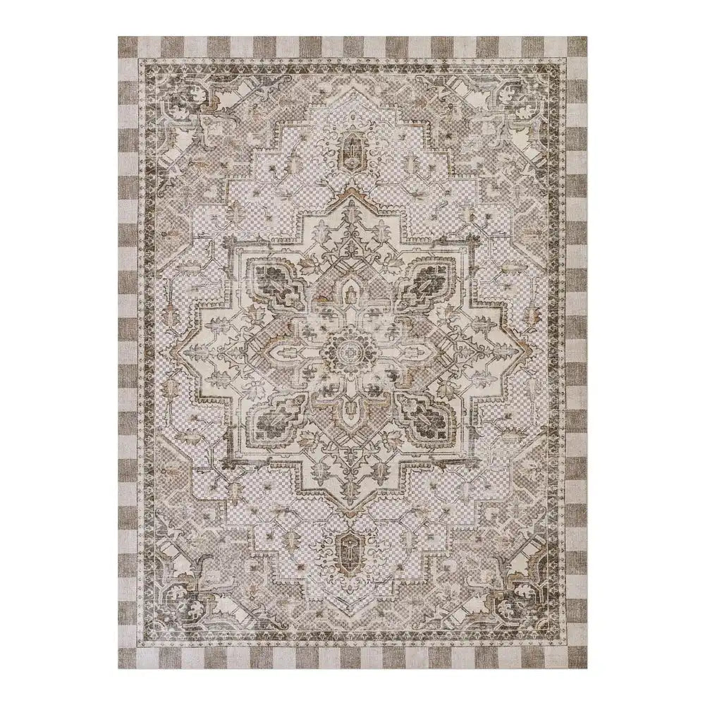 Heriz Checked Mocha 8' x 10' Washable Rug