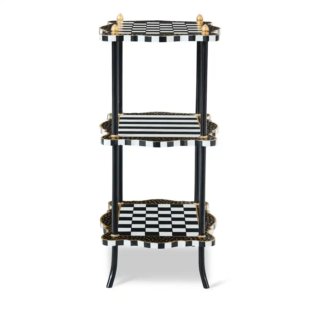 Black & White Check and Stripe 3 Tier Table