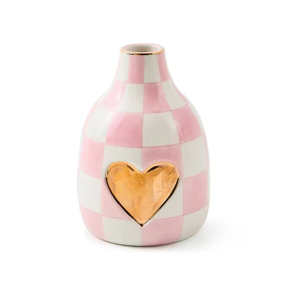 Rosy Check Heart Bud Vase