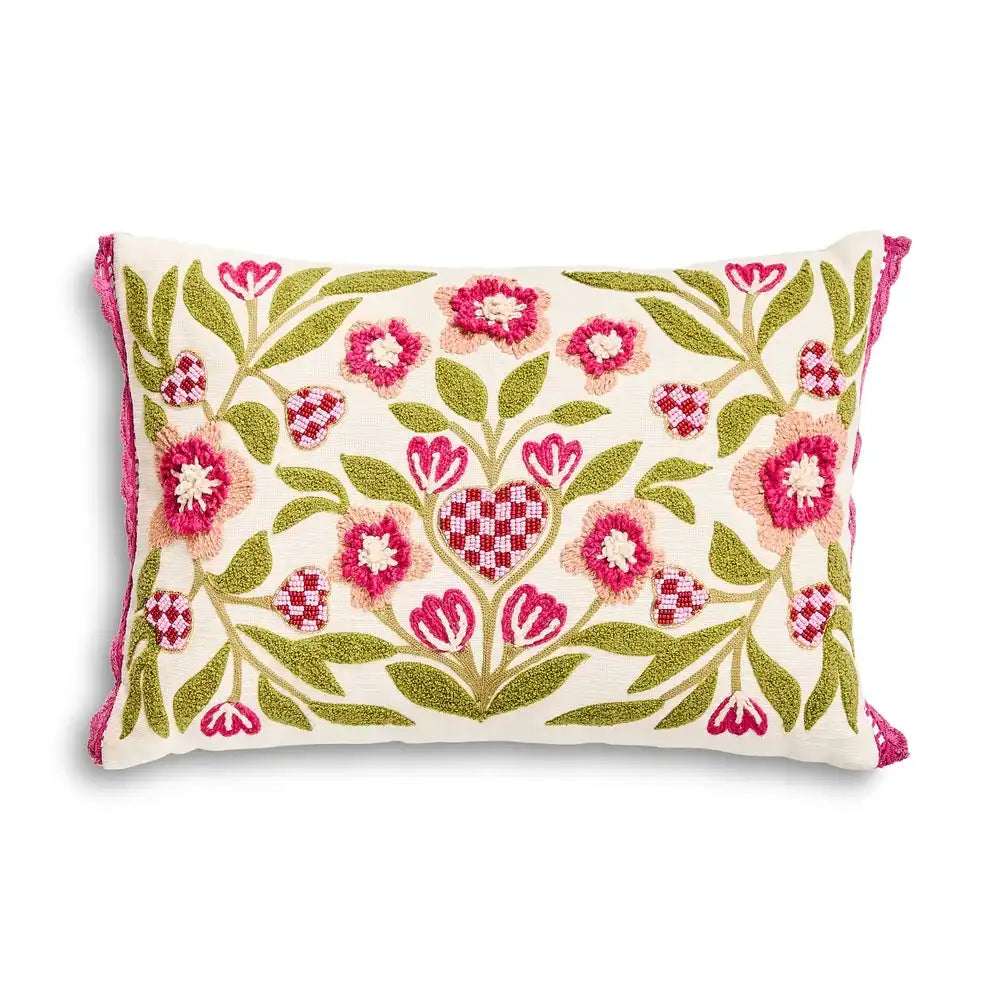 Check Hearts Lumbar Throw Pillow