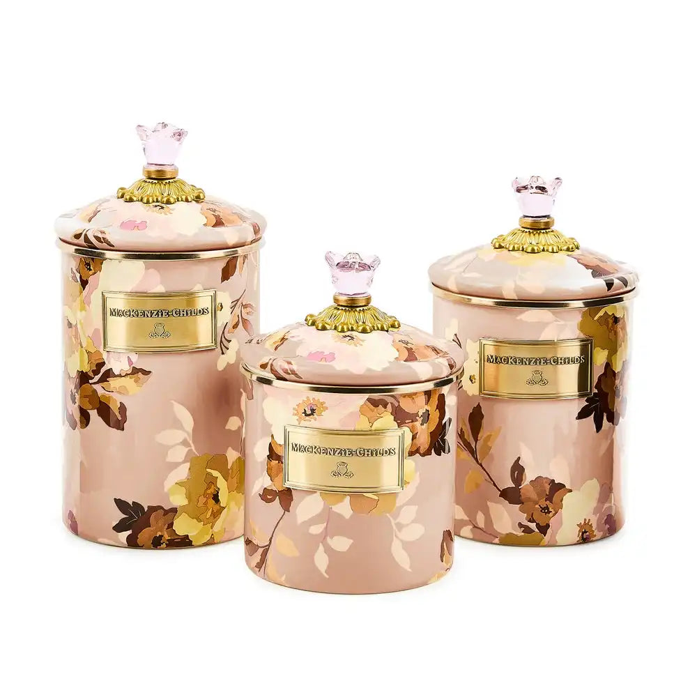 Wild Rose Mauve Canisters, Set of 3