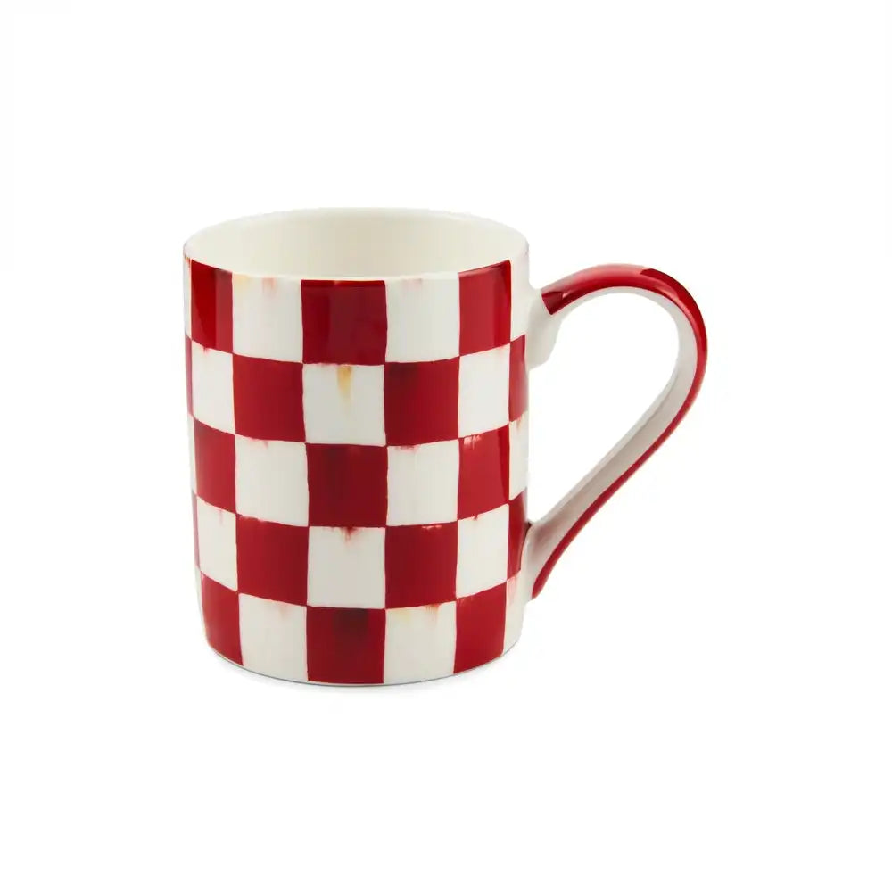 Cherry Check Porcelain Mug