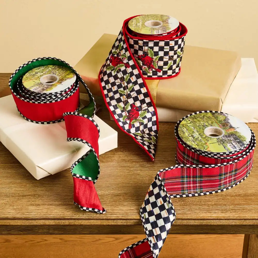 Courtly Check Cardinal 4" Ribbon