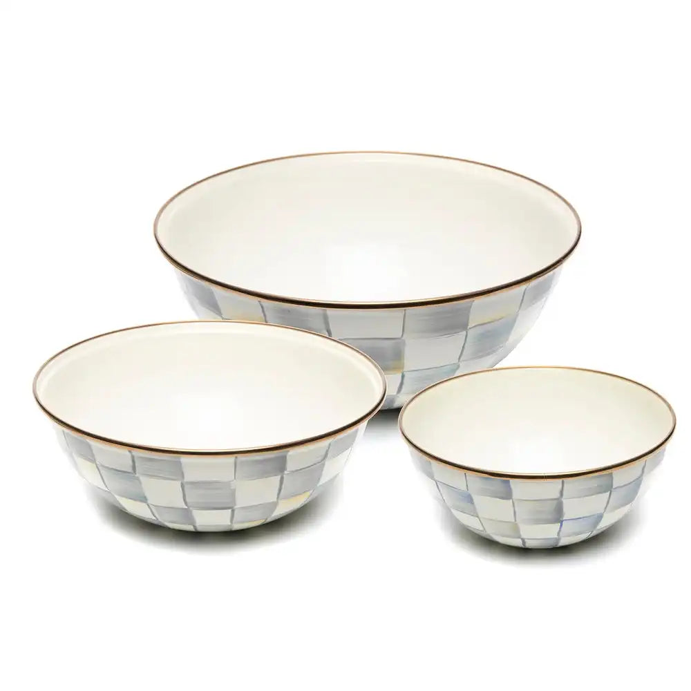 Sterling Check Mixing Bowls, Set of 3