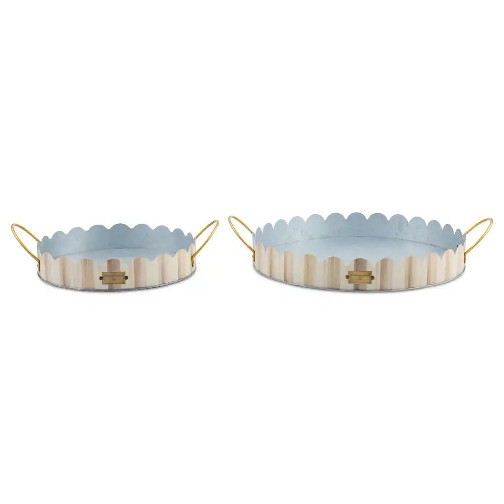 Mocha Stripe Serving Trays, Set of 2