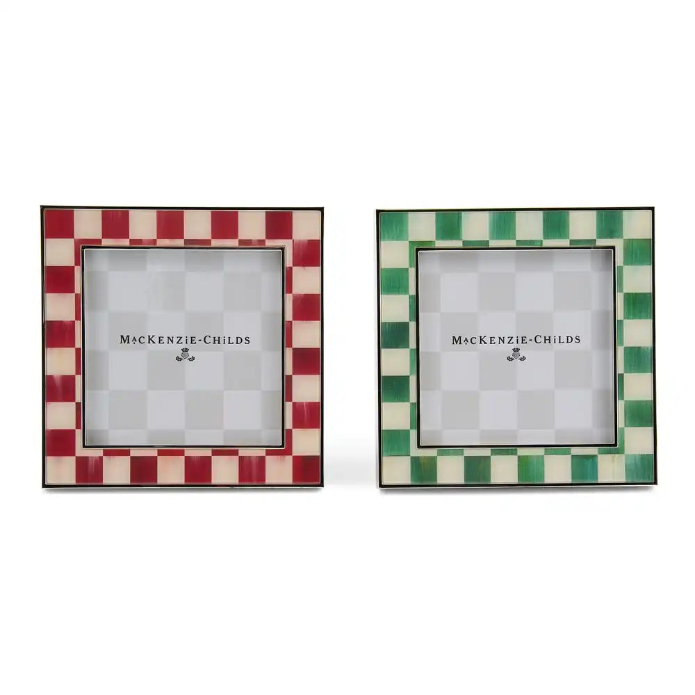 Cherry & Emerald Check Silver Plated Frames, Set of 2
