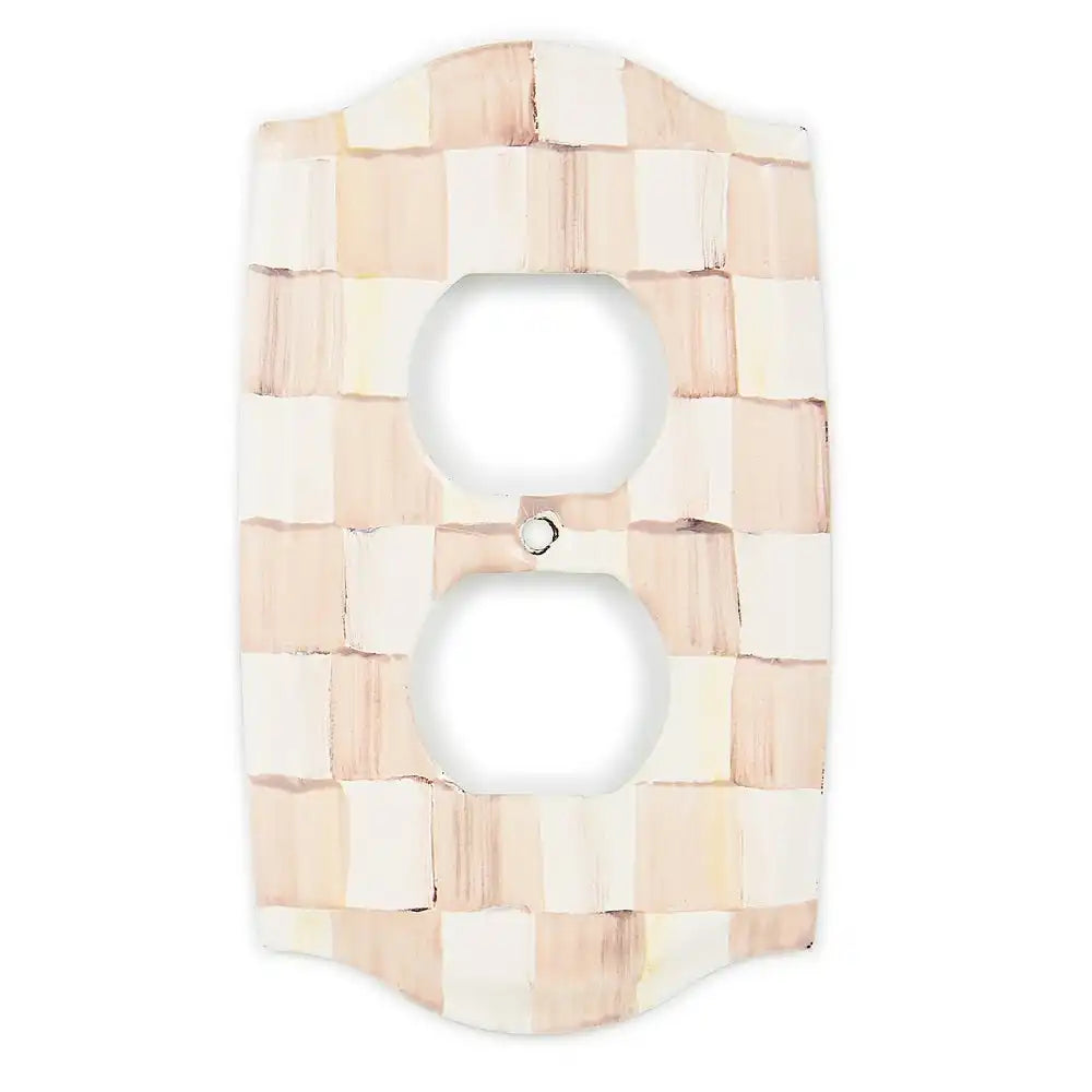 Mocha Check Double Outlet Cover