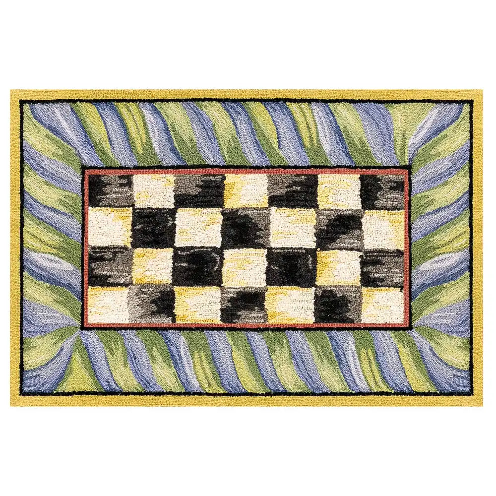 Courtly Check Purple & Green 3' x 5' Washable Rug
