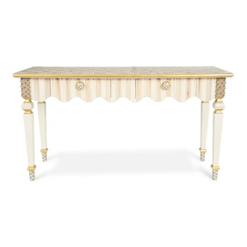 Mocha Check & Stripe Console Table